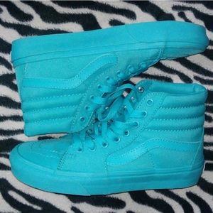 Neon Blue Vans Hightops!! Worn once no marks.